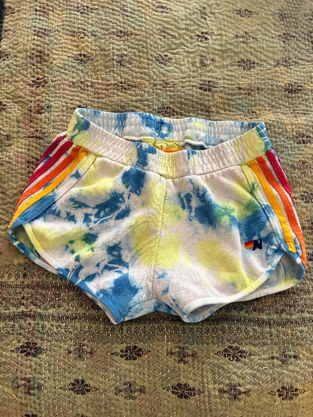 Aviator Nation Tie Dyed Striped Sweatshirt Shorts Small
